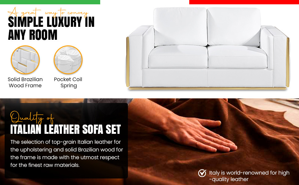 Luna Top Grain Italian Leather Sofa   Contemporary   Sofas   by Luxuriant Furniture  Houzz