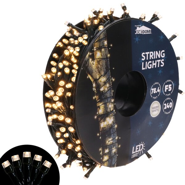 Syncfun 240 LED Cool White Christmas Lights Outdoor，78.4 FT on Reel，Green Wire String Lights