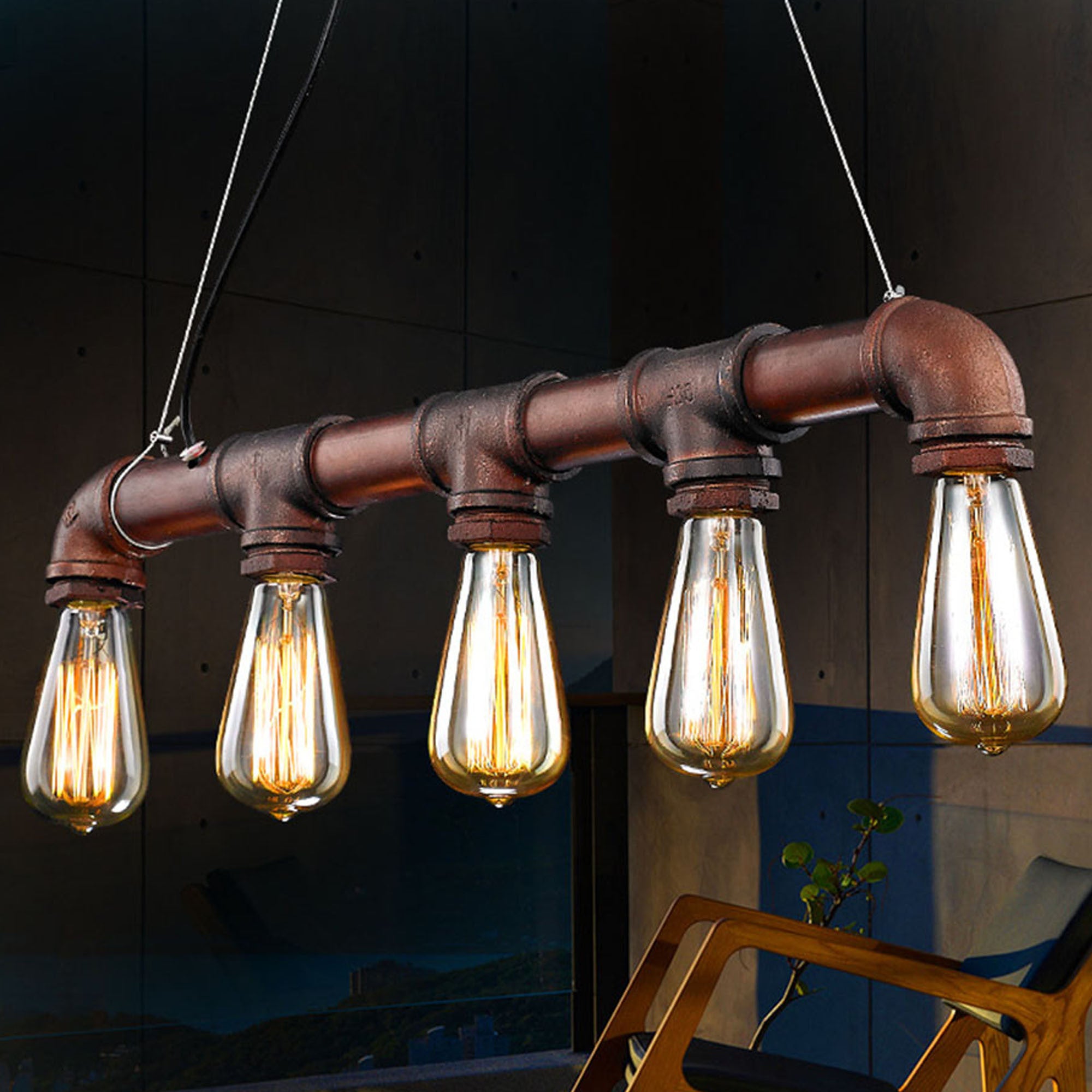 5 Heads Industrial Rustic Pipe  Chandelier  Cy-Dd-183