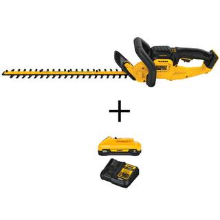 DW 20V MAX 22 in. Lithium-Ion Cordless Hedge Trimmer with 20V MAX Compact Lithium-Ion 4Ah Battery and 12V to 20V Charger DCHT820BWCB240C