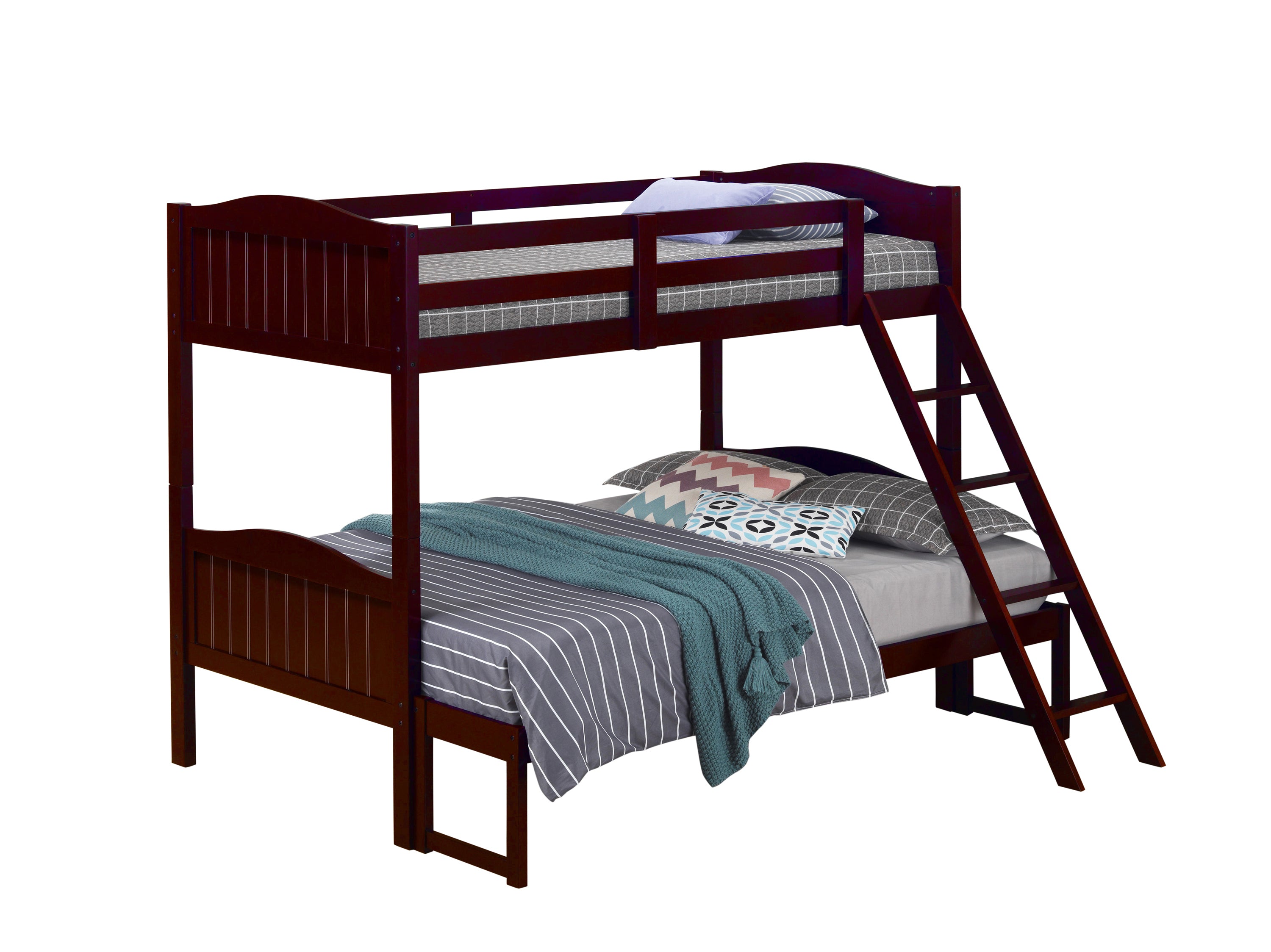 Arlo Twin Over Full Bunk Bed With Ladder Espresso-405054BRN