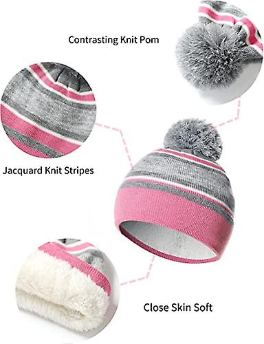 3pcs Kids Winter Hat Scarf Gloves Set For 3-6 Years Old (pink)