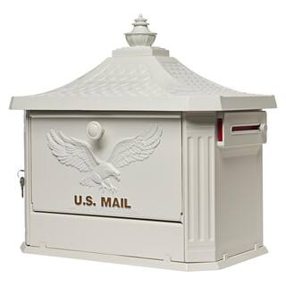 Architectural Mailboxes Hamilton Premium White Large Locking Aluminum Post Mount Mailbox HM200WAM