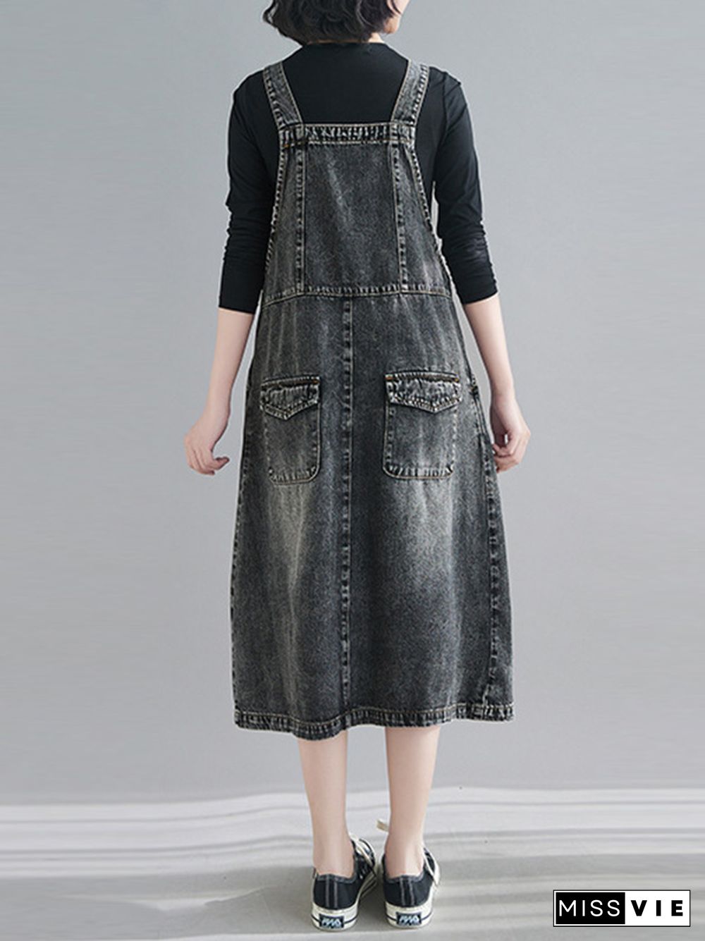 Original Sleeveless With Pocket Denim Dress