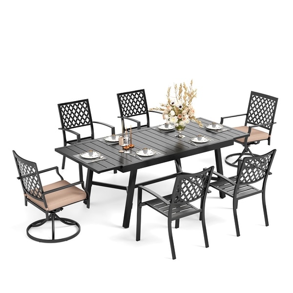 MAISON ARTS Outdoor Patio Dining Set of 7/9 with Metal Expandable Rectangular Dining Table and Metal Chairs