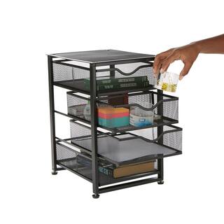 Deluxe 4 Drawers Cart File Storage Cart Utility Cart Heavy Duty Multi-Purpose Cart Black 4TMCA-BLK