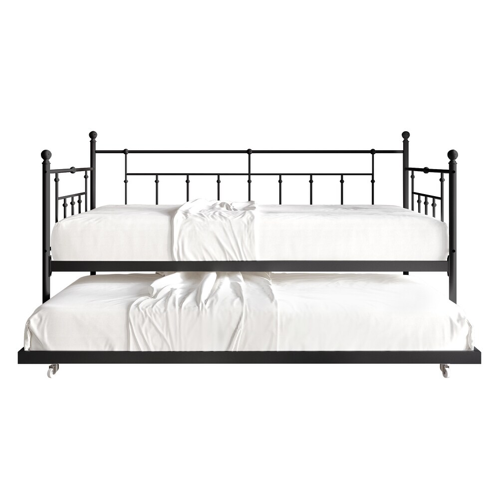 CraftPorch Classic Victorian Metal Twin Daybed with Trundle