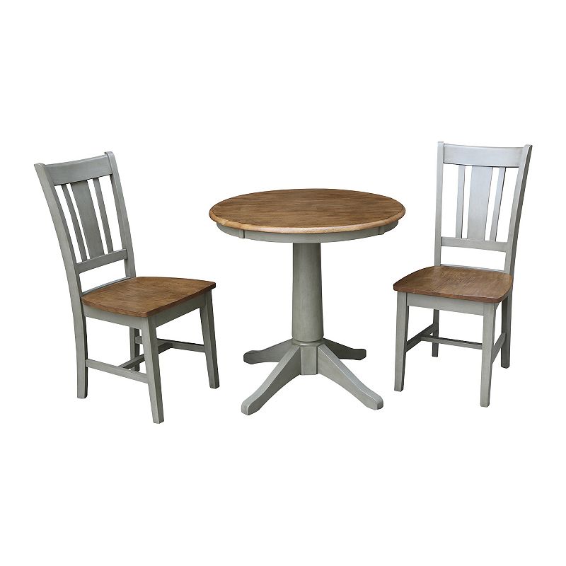 International Concepts Pedestal Dining Table and San Remo Chair 3-piece Set