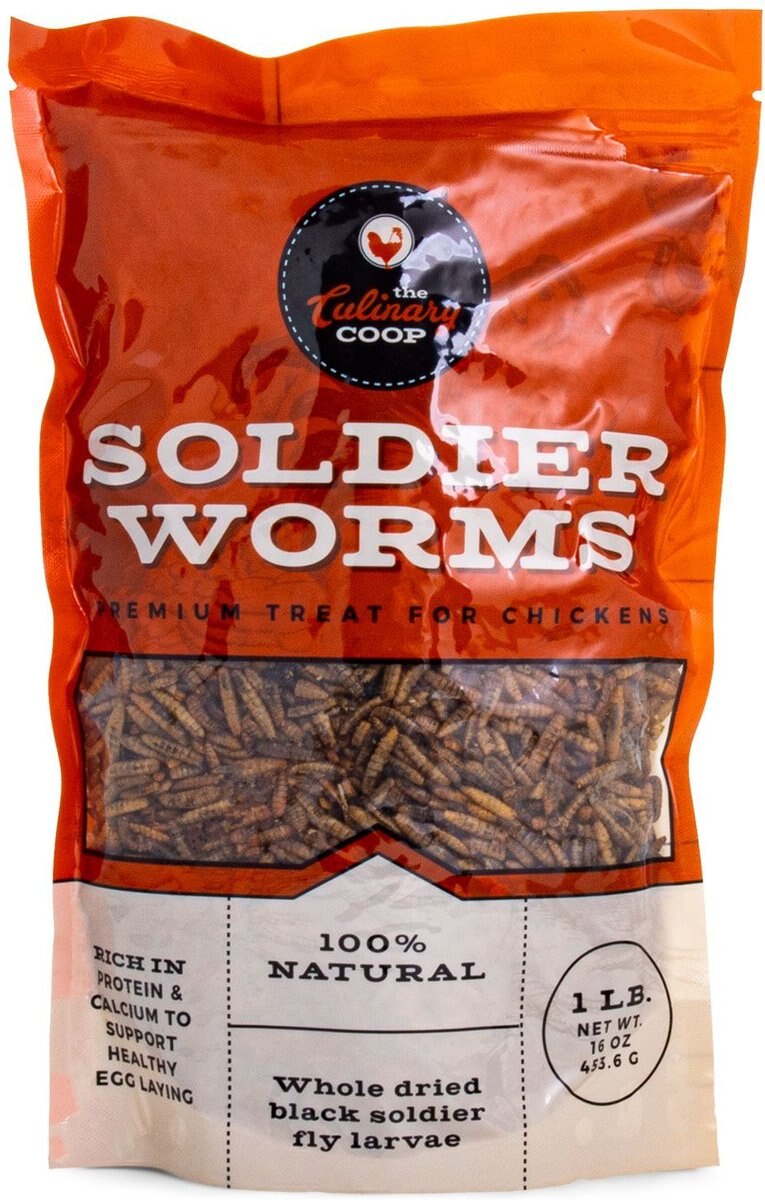 Culinary Coop Dried Soldier Worm Chicken Treats， 1-lb bag