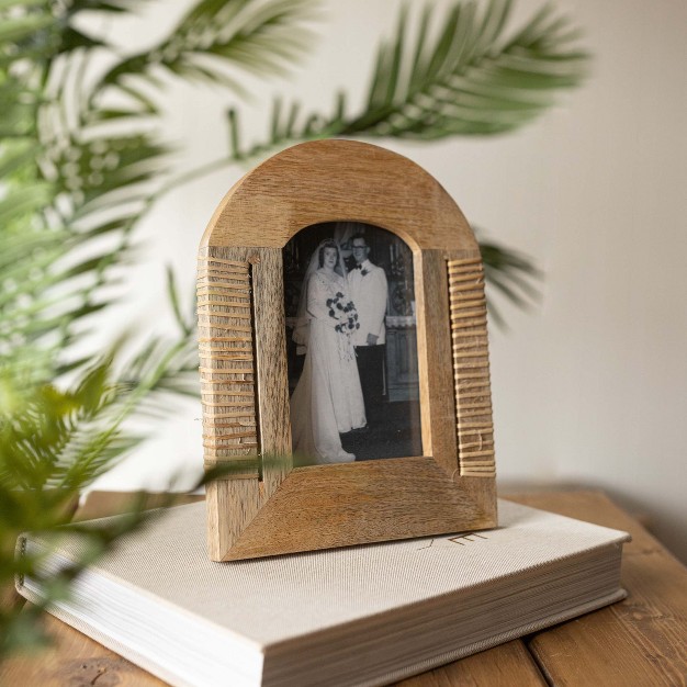 4x6 Inch Arched Picture Frame Mango Wood Mdf Rattan Metal amp Glass By Foreside Home amp Garden