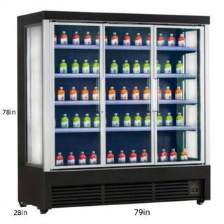 Cooler Depot 79 in.W 30.3 cu. ft. 3 Glass Doors Commercial Refrigerator Flower Cooler Merchandiser in Black DXX2000