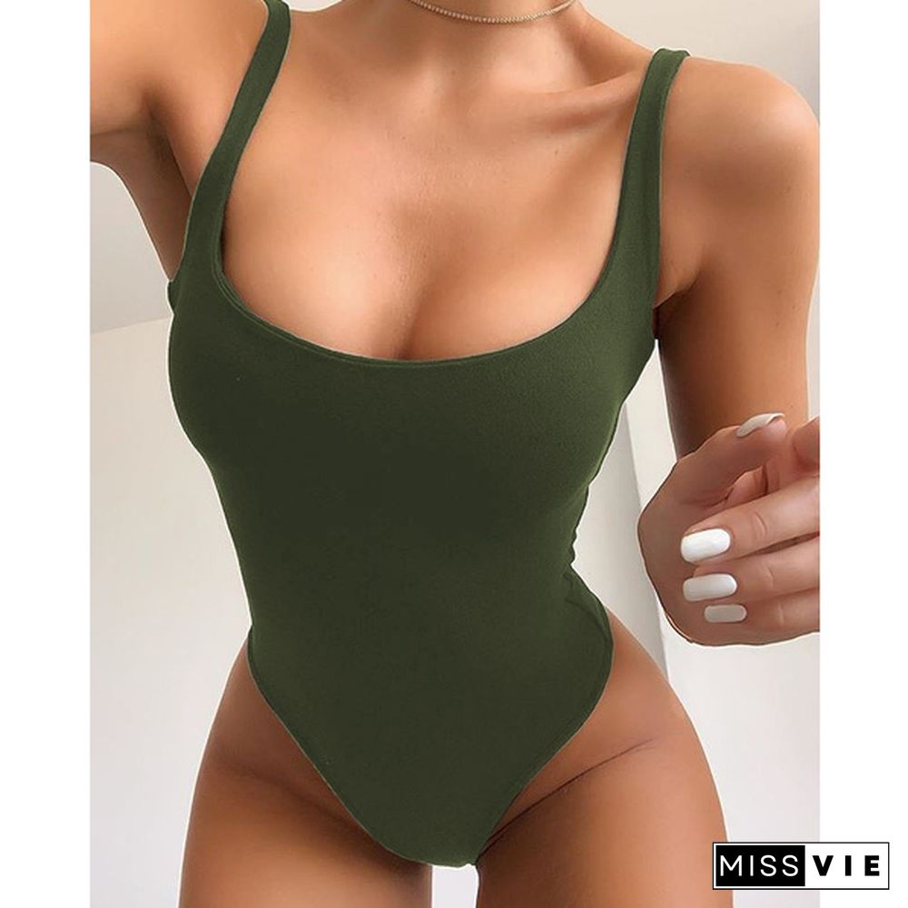 Women Fashion Career Style Solid Color Shirt Summer Slim Bodysuits Sleeveless Shirts Briefs Jumpsuits Plus Size One Piece Bodysuit