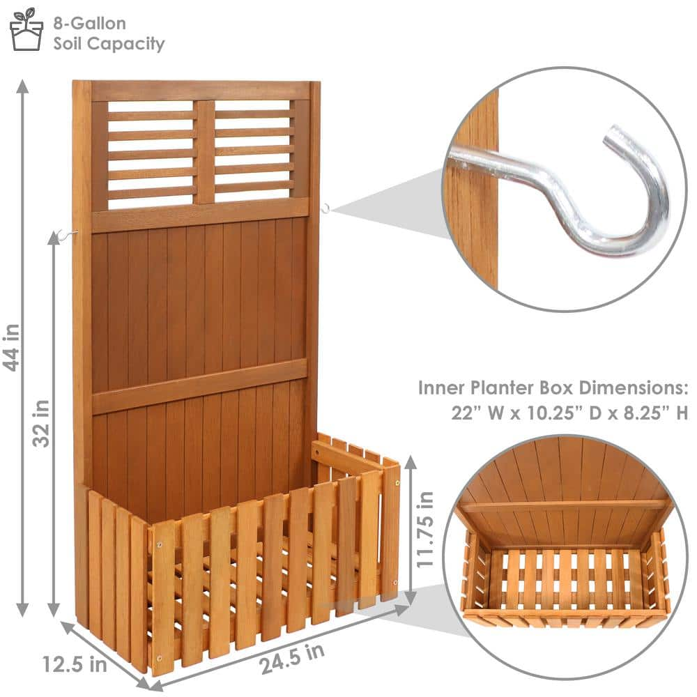 Sunnydaze Decor 44 in. Outdoor Garden Wood Planter Box with Privacy Screen LAM-676