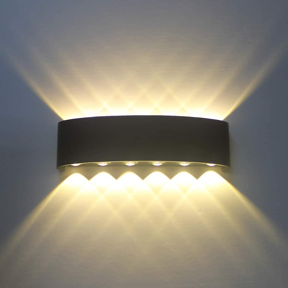 12w Led Black Indoor Wall Lightaluminum Sconce Light Fixture， Up Down Spot Light Night Lampwarm White