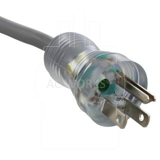 AC WORKS 20 ft. 143 15A Medical Grade Power Cord with Right Angle IEC C13 Connector MD15ARC13-240