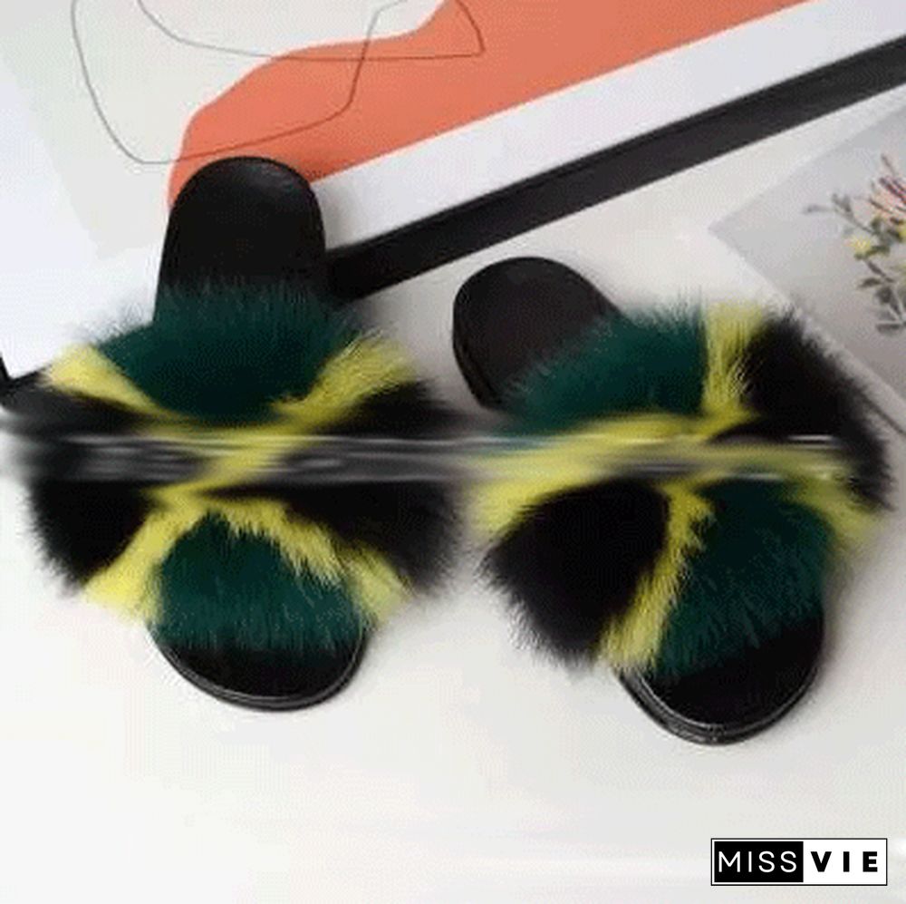 Furry Slippers Flat Half-drag Slippers