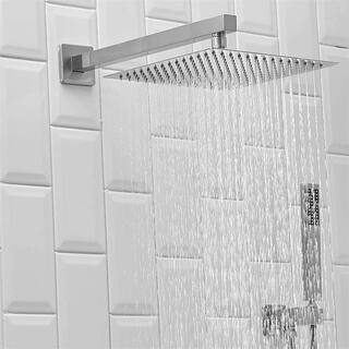 FLG Single Handle 1 -Spray Tub and Shower Faucet 1.8 GPM 12 in. Shower System with Sprayer Valve Included in Brushed Nickel LE-0238-BN-12