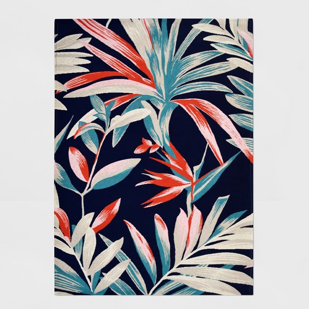 5 x27 X 7 x27 Jungle Tropical Outdoor Rug Navy coral