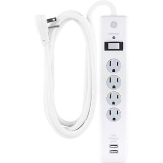 GE 8 ft. Cord 4-Outlet 2 USB Port Surge Protector 25798