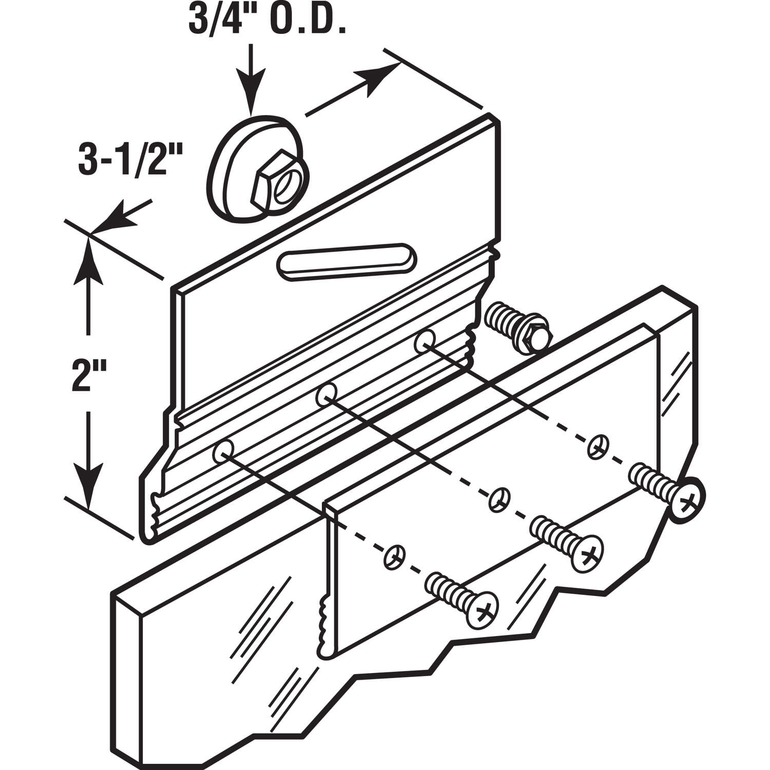 Prime-Line 3/4 in. D X 3.5 in. L Chrome Aluminum/Nylon Roller Assembly 2 pk