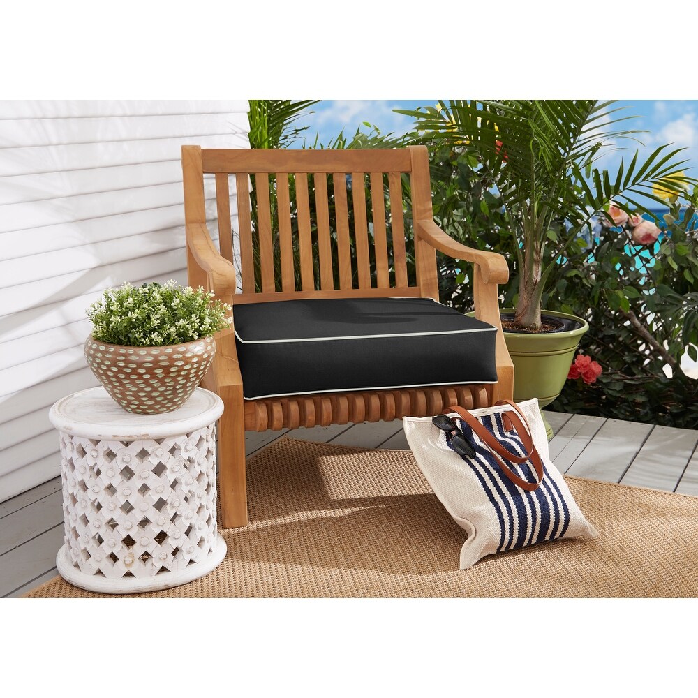 Sunbrella Canvas Black with Ivory Indoor/Outdoor Deep Seating Cushion  Corded