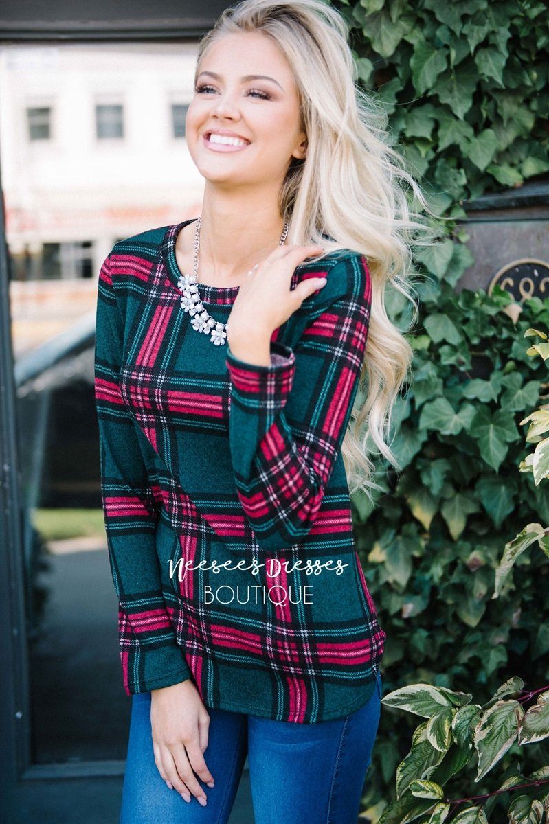 Cozy Plaid Long Sleeve Top