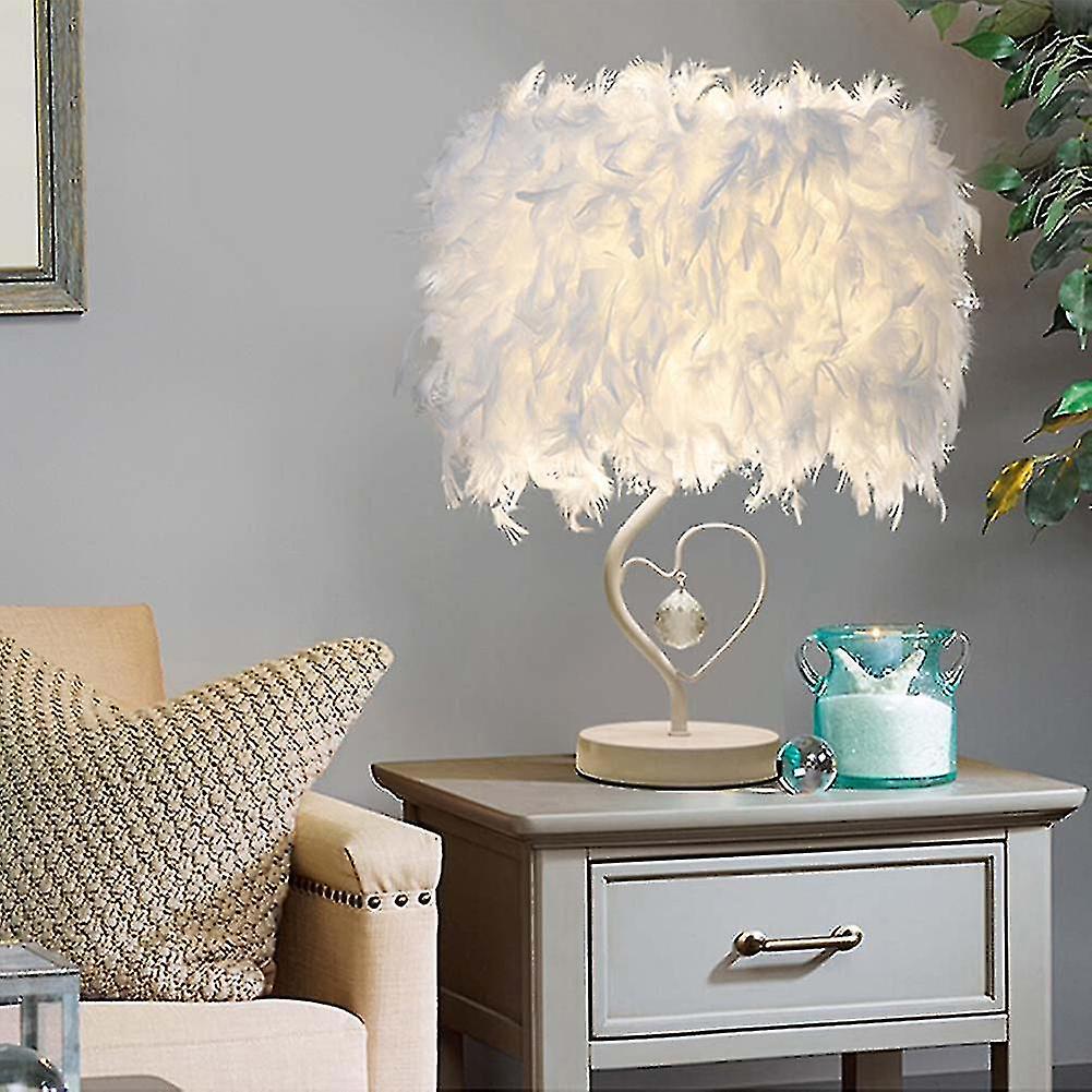 White Feather Table Lamp Night Bedside Light