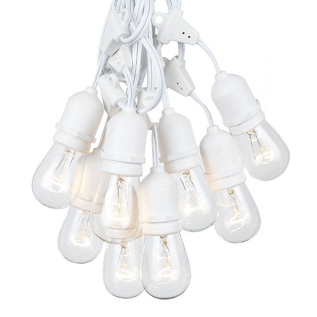 Novelty Lights Edison Outdoor String Lights With 50 Suspended Sockets White Wire 100 Feet