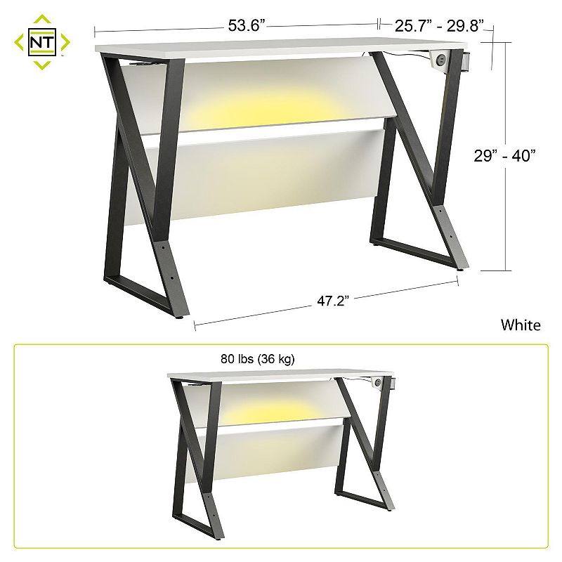 NTense Genesis Adjustable LED Gaming Desk