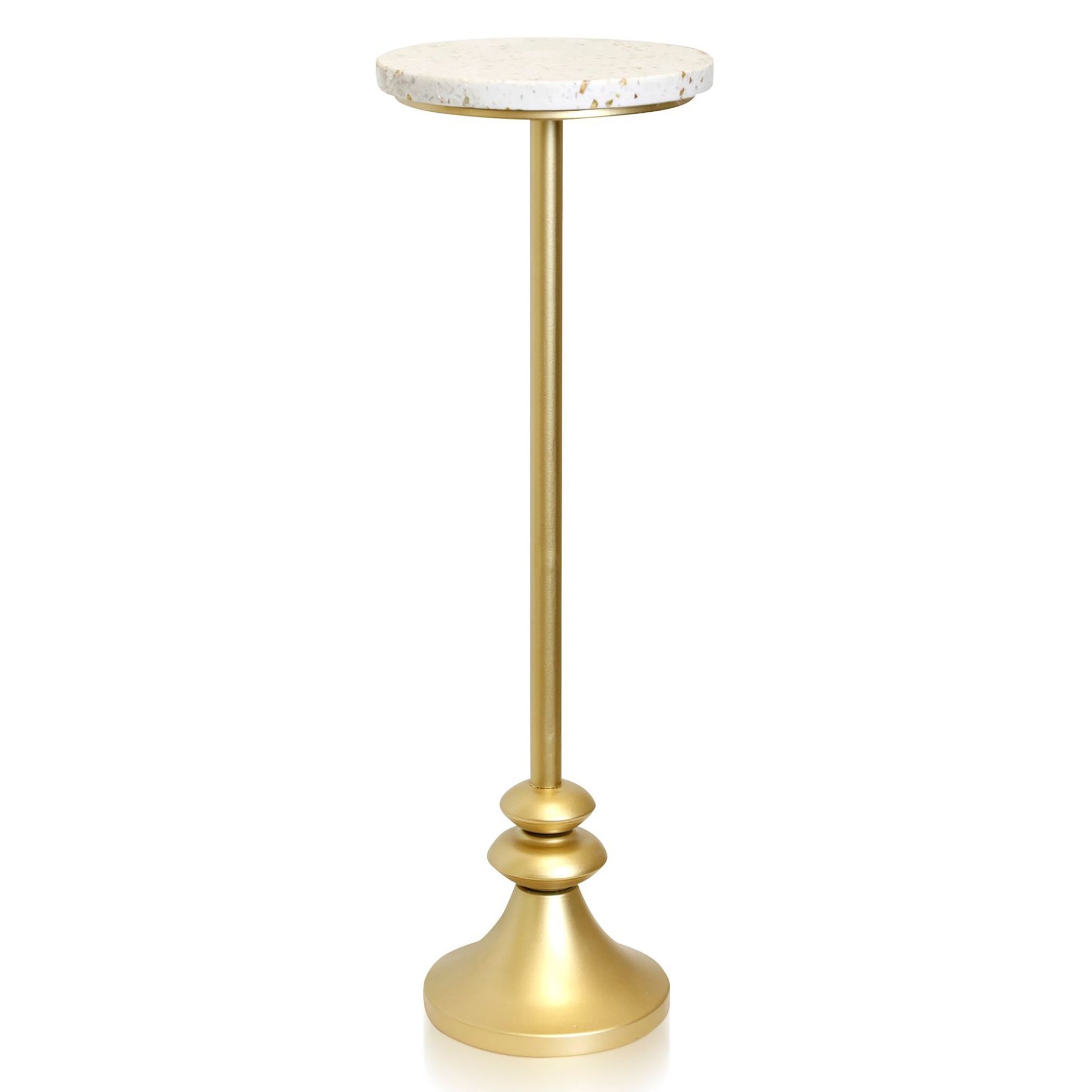 Gold Pedestal - Drinking Table With White and Gold Flaked Top