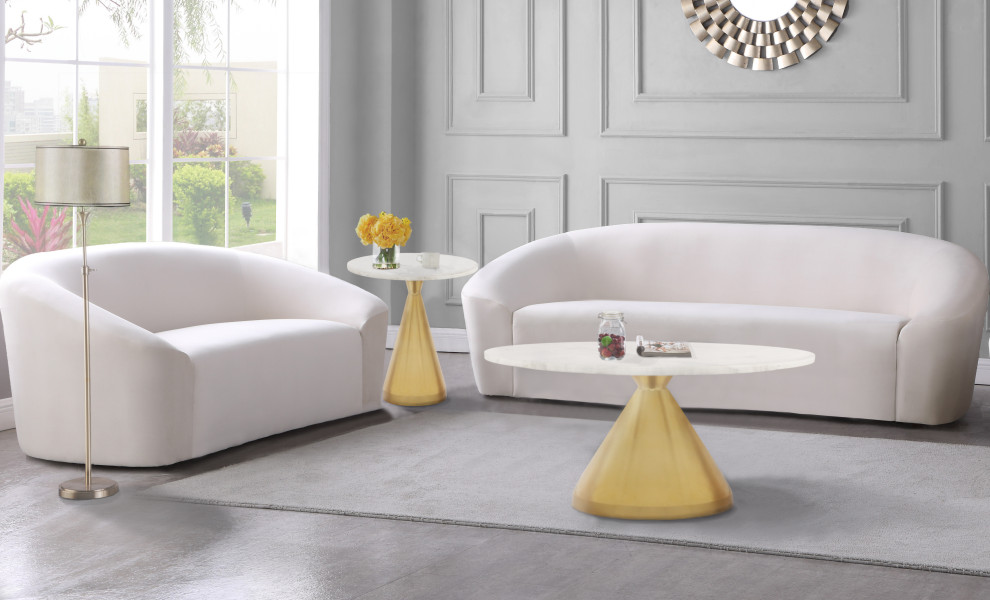 Emery White Marble Coffee Table   Contemporary   Coffee Tables   by Meridian Furniture  Houzz