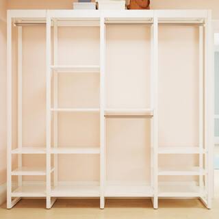 CLOSETS By LIBERTY 84 in. W White Adjustable Wood Closet System with 13-Shelves and 4-Rods HS4674-RW-07