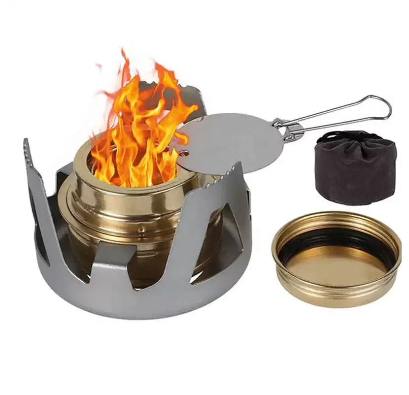 LARIBON Colorful camping alcohol stove set simple cooker  aluminum alloy backpacking cooking stove with lid cookware