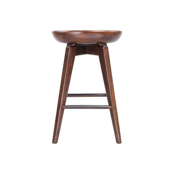 Esme 24 Inch Swivel Counter Stool， Contour Seat， Wood， Tapered Legs