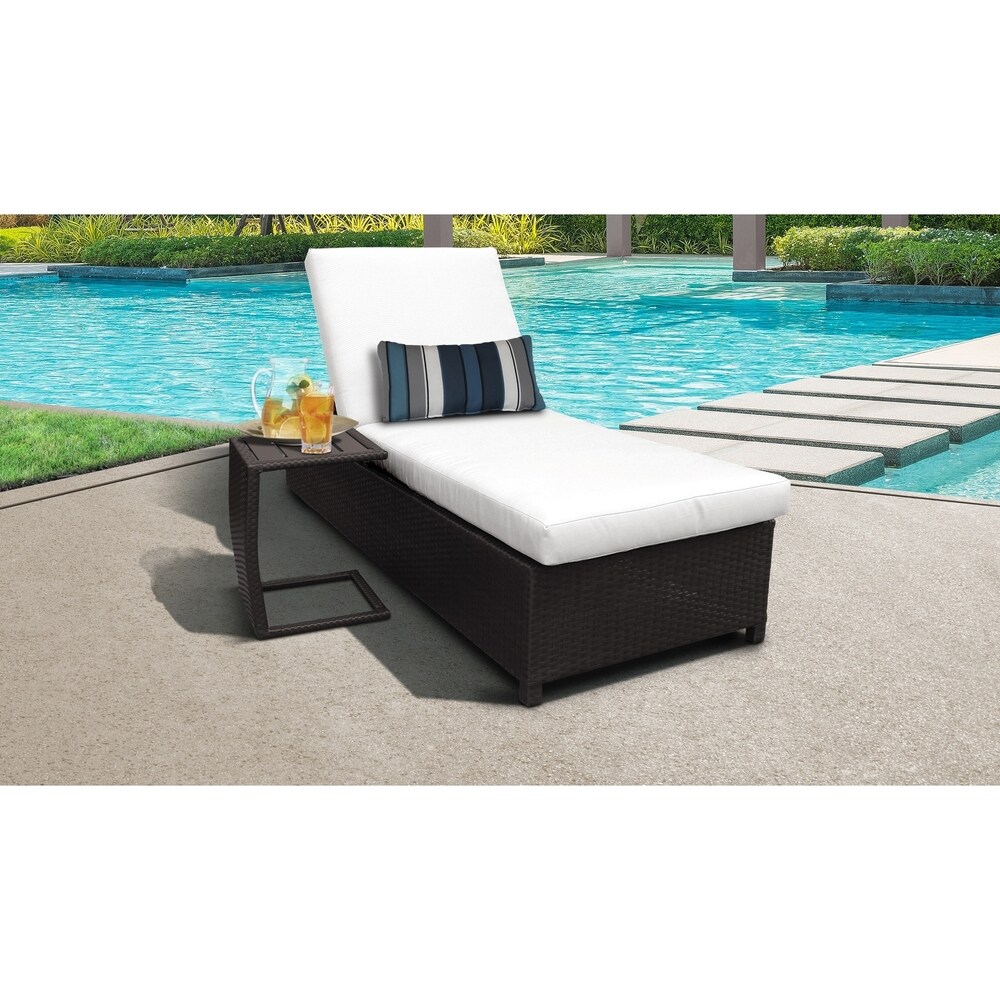 Belle Wheeled Chaise Outdoor Wicker Patio Furniture and Side Table