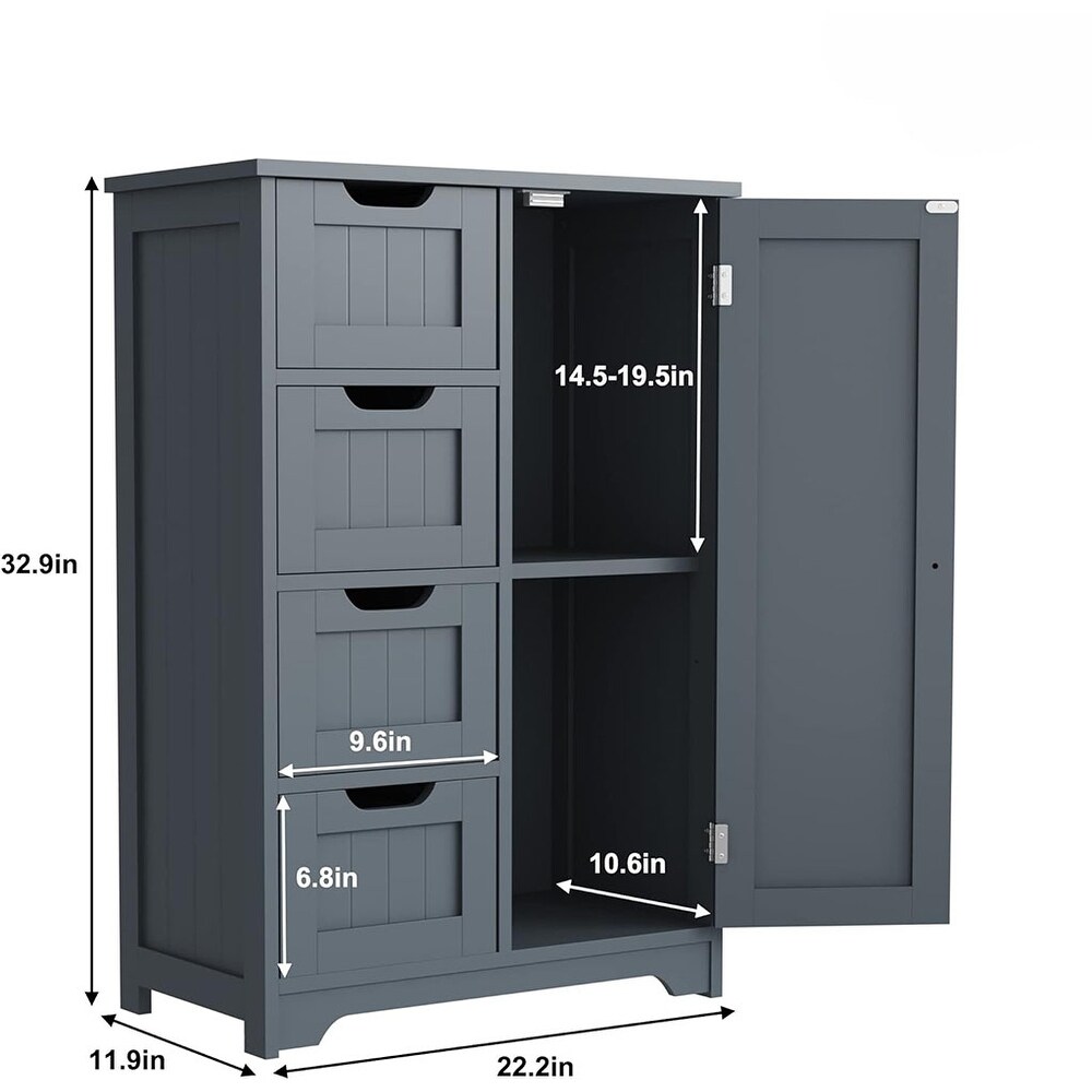 Wooden Floor Cabinet  Freestanding Storage Cabinet Grey