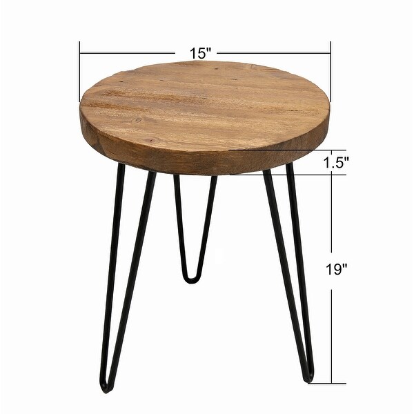 Greenage Wood End Table with Iron Legs