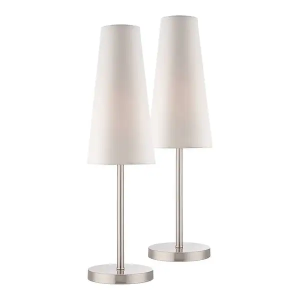 Set of 2 Modern Table Lamps Brushed Steel White Shade - 7