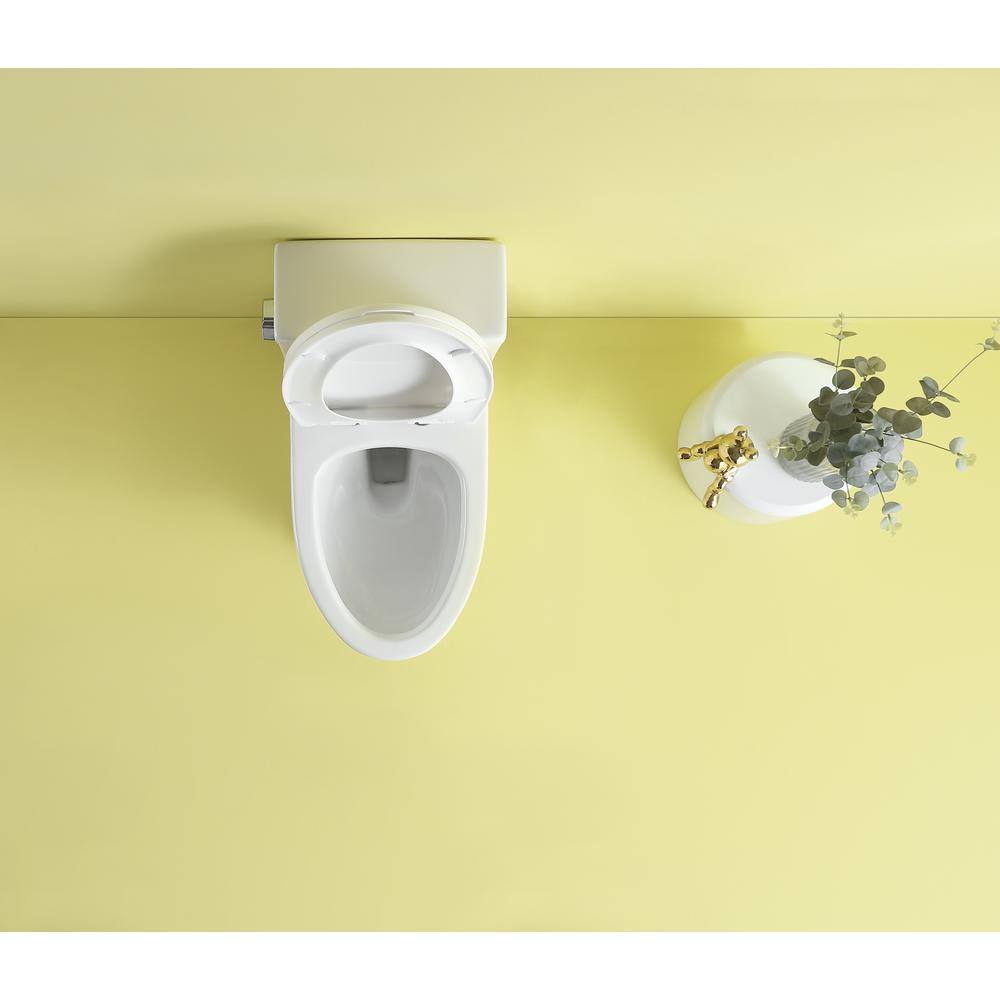 Xspracer 1-Piece 1.28 GPF High Efficiency Siphonic Single Flush Elongated Toilet in Glossy White Soft-Close Seat Included JH-T03-GW