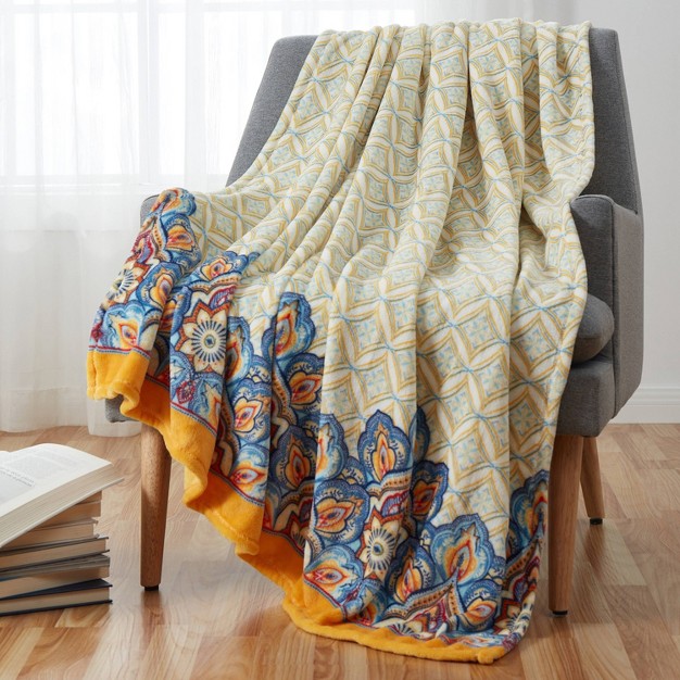 Oversized Pandora Boho Damask Plush Throw Blanket Vcny Home