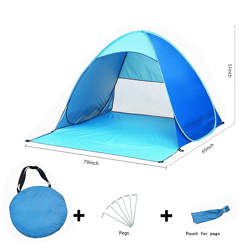 SEREE Automatic Pop up Beach Tent for 3-4 Person UPF 50+ Instant Portable Outdoors Quick Cabana Sun Shelter with Carry Bag Blue