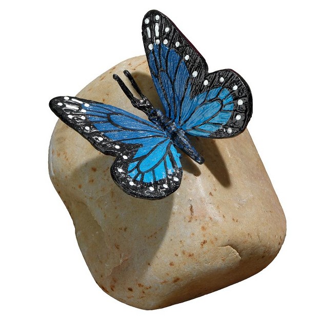 Design Toscano Papilio Ulysses Butterfly On Rock Statue