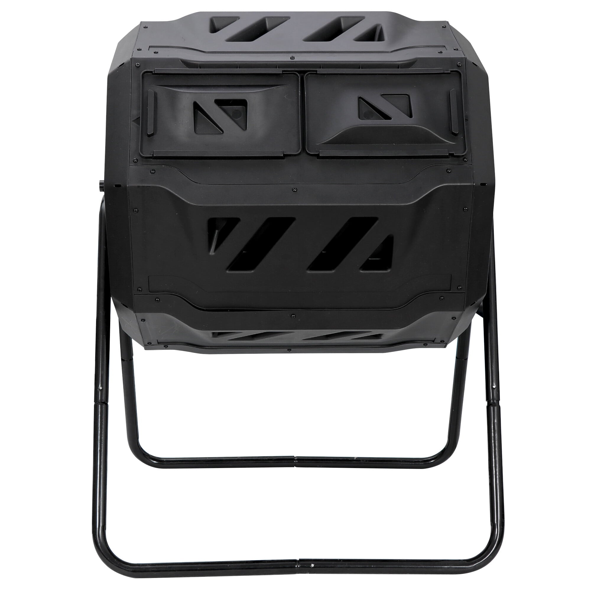 HomGarden 43Gal Outdoor Compost Bin Rotating Tumbler Dual Chamber, BPA Free