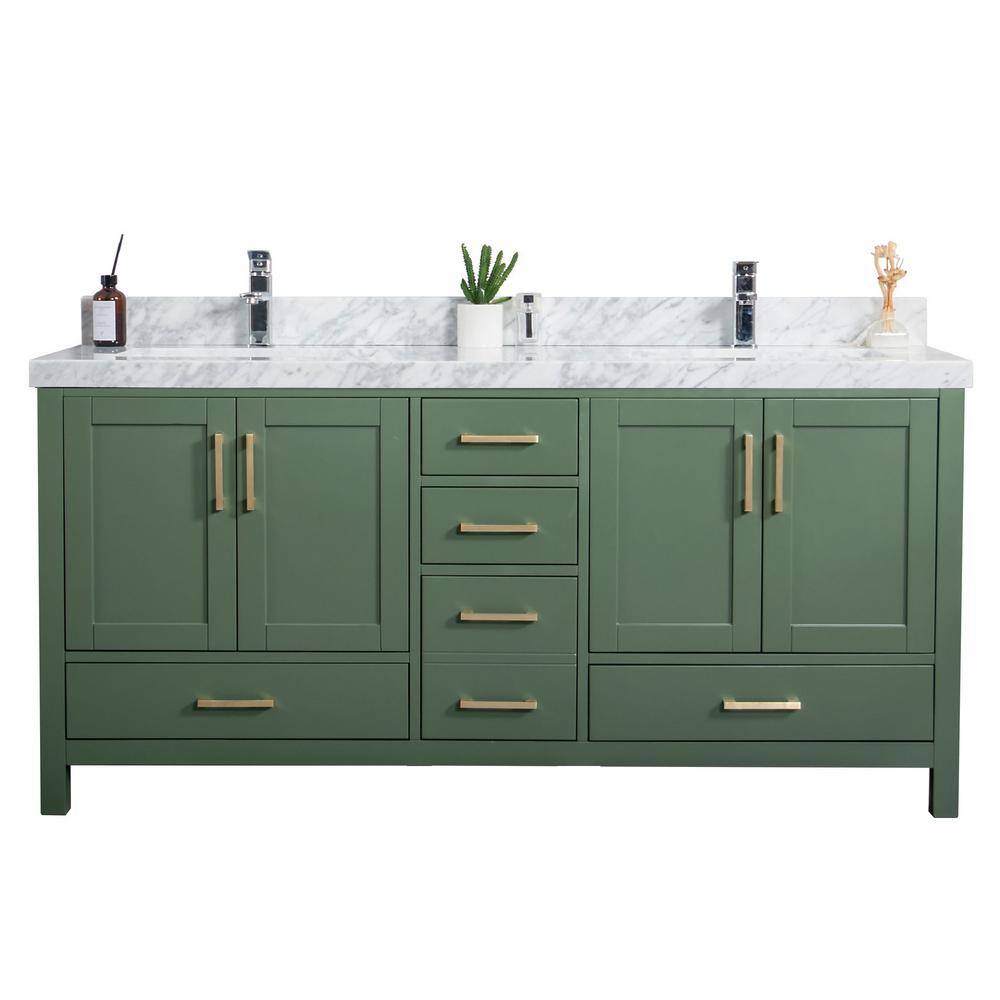 Willow Collections Malibu 60 in. W x 22 in. D x 36 in. H Double Sink Bath Vanity in Lafayette Green with 2 in. Carrara Marble Top MLB_LGN_CARM_60D