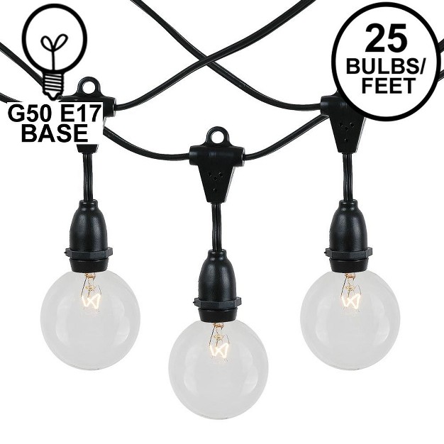 Novelty Lights Globe Outdoor String Lights With 25 Suspended Sockets Suspended Black Wire 25 Feet