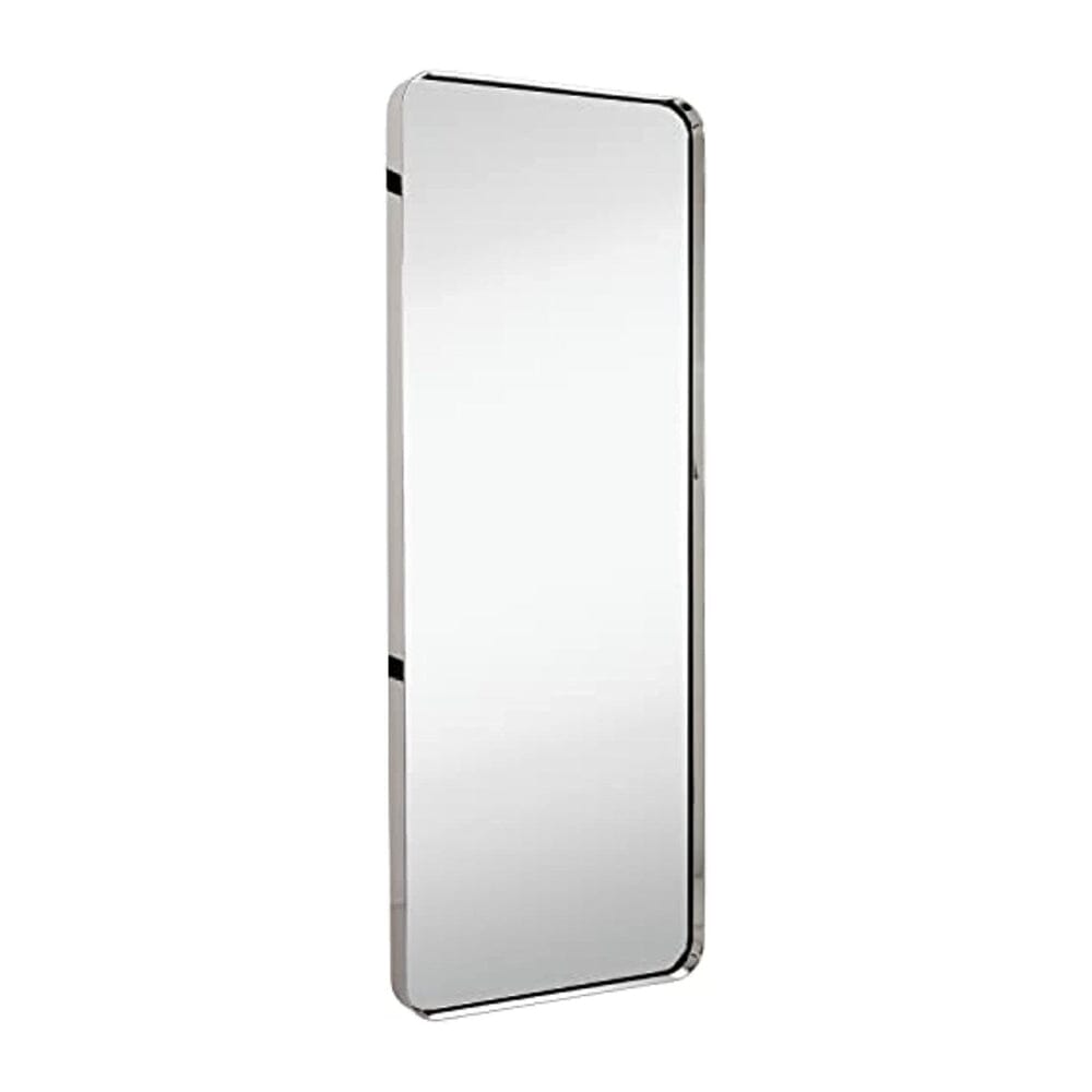 Contemporary Polished Metal Tall Silver Wall Mirror | Glass Panel Polished Silver (18