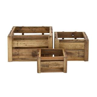 Litton Lane Wood Handmade Storage Basket with Handles (Set of 3) 45260