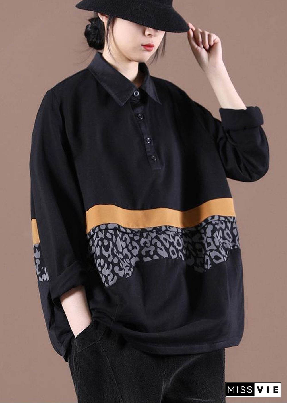 Beautiful Black Patchwork Sweatshirts Tracksuits