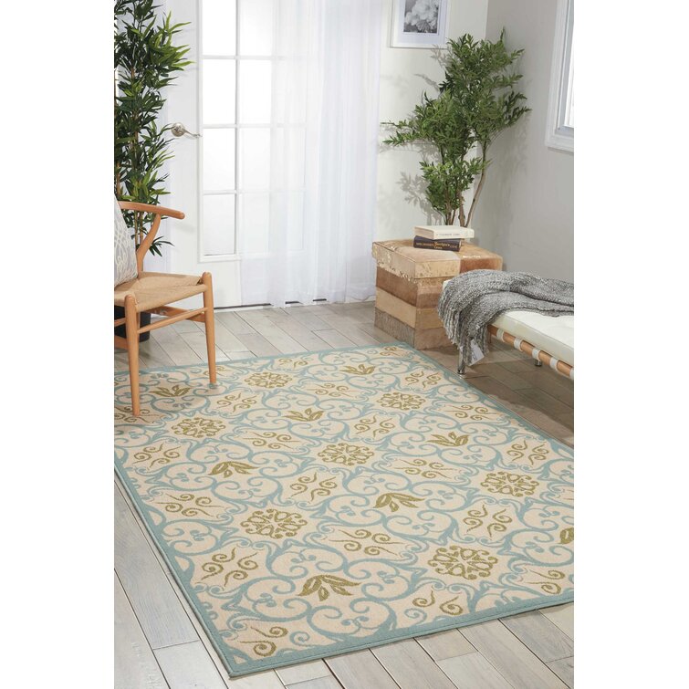 Adelene Navy Blue/Beige Indoor/Outdoor Rug