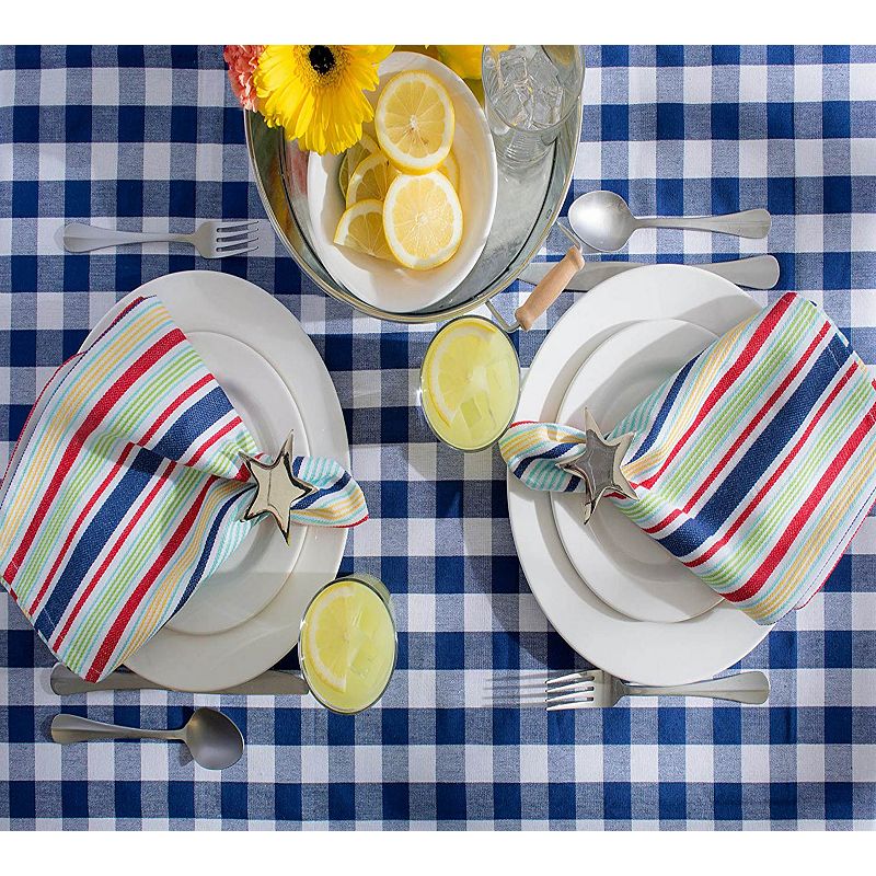 84 Navy Blue and White Traditional Checkered Table Cloth